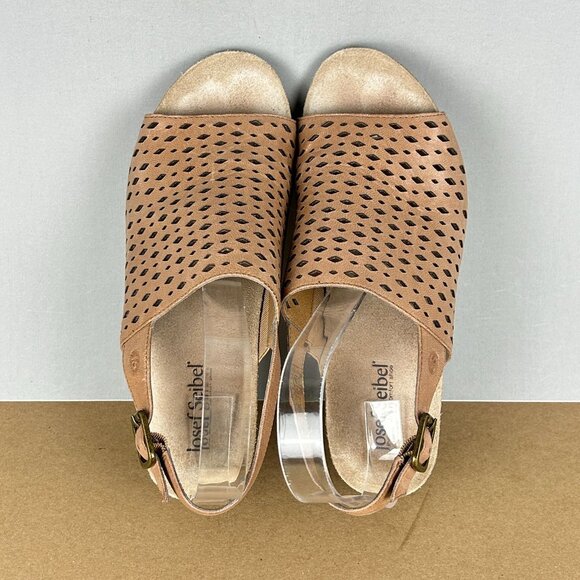 Josef Seibel Rose 27 Slingback Leather Heeled Sandals Womens 7/7.5 EU 38 Tan - Picture 5 of 11